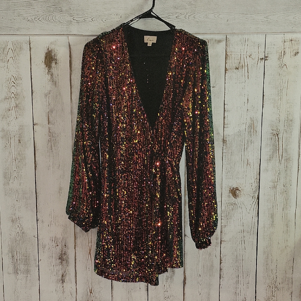 Lena Multicolor Sequin Wrap Romper